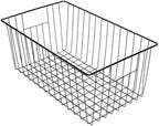 16" L x 12" W Wider Freezer Storage Organizer Baskets Container, Deep Metal Wire Chest Upright Refrigerator Divider with Built-in Handles for Cabinet, Pantry, Closet, Kitchen, Black - Image 2