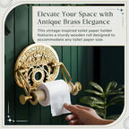 Bright Brass Wall Mount Toilet Paper Holder 7.25" Wide Vintage Crown Style Solid Brass Easy Install Toilet Tissue Paper Holders with Wooden Roll for Bathroom | Renovators Supply Manufacturing - Image 5
