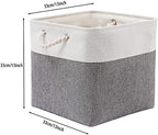 MidmmVick 13 x 13 Inch Cube Storage Bins, 4 Pack Large Collapsible Fabric Storage Bin with Ropes, Foldable Storage Cubes for Home, Office,Closet, Clothes, Toys Organizer (White & Grey) - Image 4