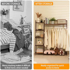 Baveke Standing Clothes Rack with Shelves, Free Standing Closet Garment Racks for Hanging Clothes, 7 Shelf Bamboo Closet Organizer System, Heavy Duty Clothes Hanging Rack for Bedroom - Image 4