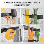 99 Inches Garage Storage, UUP Garage Organization, Wall Mount Garden Tool Organizer, Max 1000lbs Adjustable Metal Hook, Yard Shed Hanging Utility Rack, Heavy Duty Shelving for Rake Broom Mop Snowboard - Image 6