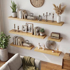 Dreamland 32inch Floating Shelves for Wall, Rustic Oak Floating Shelves for Bathroom|Bedroom|Kitchen, Deep Wall Mounted Book Shelf, Wood Storage Display Shelf for Home Decor, Set of 2 - Image 2