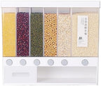 Divided Rice and Cereal Dispenser 6 Grid Food Storage Containers Grain Storage Box Household Food Dispensers 10L Capacity Suitable for Rice Beans Wall Mounted Dry Food by %E4%B8%BB%E9%A1%B5