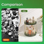 Rotating Makeup Organizer for Vanity, Perfume Skincare Lipstick Organizers for Bathroom Countertop, Clear Make up Storage for Dresser, Bathroom Cosmetics Organizer Storage 360 Spinning(2 Tier, Green) - Image 5