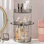 shuang qing Rotating Makeup Organizer for Vanity, Large Capacity Skincare Perfume Storage, Bathroom Counter Organizer, 360 Spinning Cosmetic Dresser Countertop Organizers (Gray, 3 Tier) by SHUANGQING