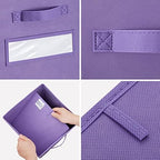 11 Inch Storage Cube,Storage bin,cube storage (Set of 10) Foldable Fabric Cube Storage Bins with 10 Labels Window Cards & a Pen,Baskets Containers for Shelves,Closet Organizers Box,Purple - Image 2