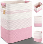 Laundry Hamper, Cotton Rope Laundry Basket with Leather Handles, 22.5-Gallon/85 L Large Clothes Hampers for Laundry, Woven Laundry Baskets for Blankets, Clothing, Bedroom, Living Room, Nursery by ARATECHOME