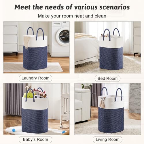 Artfeel Laundry Basket,Woven Cotton Rope Laundry Hamper,60L Versatile Storage for Dirty Clothes,Baby Toys,and Blankets in Bathroom, Nursery,and Living Room - Image 5