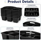 6 Pack Classroom Caddy with Handle, 6 Compartment (Black) - Image 3