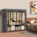 Wardrobe Closet, Quick and Easy Assembly, Gray Portable Closet - Image 2