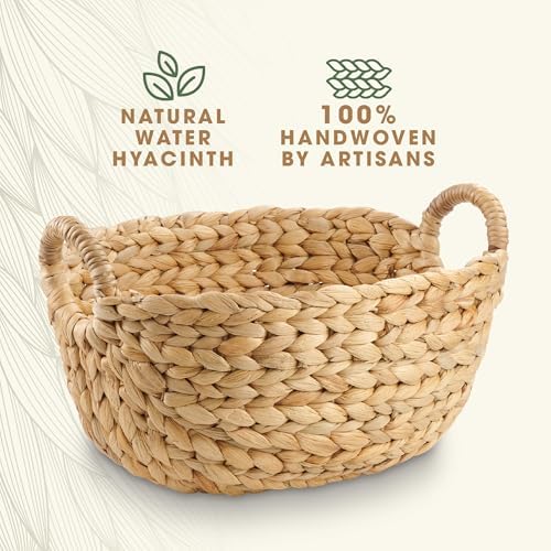 Set of 3 Wicker Storage Baskets for Organizing - Woven Decorative Baskets with Handles - Organizers for Bathroom, Kitchen, and Shelves (Natural) - Image 5