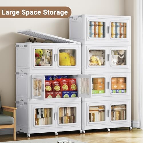 BROVIEW 55Gal Extra Large Storage Bins with Lid and Wheels, White, 1 Pack - Image 4