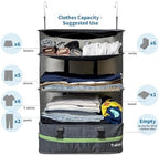 Stow-N-Go Portable Hanging Travel Shelves, Packing Organizer for Luggage. Carry on Closet for Clothes. Expandable Packing Cube. Travel Essentials. Dak Gray - XL - Image 2