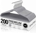 SMARTOR Plastic Hangers 200 Pack - Thin Hangers for Space Saving - Gray by Smartor
