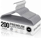 SMARTOR Plastic Hangers 200 Pack - Thin Hangers for Space Saving - Gray by Smartor