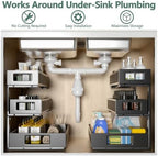 Under Sink Organizer, 3-Tier Height Adjustable Pull Out Cabinet Organizer - Image 3
