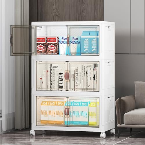UAMFURI Stackable Storage Bins with Lid, 156QT Plastic Cabinet with Wheels by UAMFURIDirect