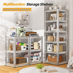 REIBII Storage Shelves for Pantry, Kitchen, 6 Tier Silver Garage Shelving - Image 4