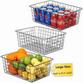 3 Pack Large Wire Baskets for Organizing 14.2'' Metal Wire Baskets with Built-in Handles, Wire Storage Basket Black Metal Freezer Organizer Wire Basket for Pantry, Cabinets, Bathroom by LOSYHU