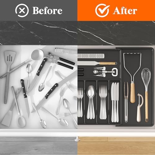 Lifewit Extra Large Silverware Drawer Organizer, Expandable Utensil Tray - Image 6