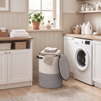 Laundry Basket with Lid, 15"x20" Tall Woven Blanket Storage for Living Room Bedroom, Round Baby Nursery Hamper with Zipper, Toy Bin, Large Cute Covered Clothing Basket for Towels, Shoes, Gray - Image 7
