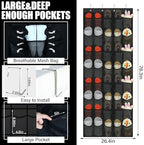 Windyun 2 Pcs 40 Pocket Over the Door Shoe Organizer, Black - Image 3