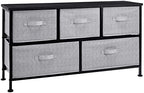 Amazon Basics Extra Wide Fabric 5-Drawer Storage Organizer Unit for Bedroom Closet, Black by AmazonBasics