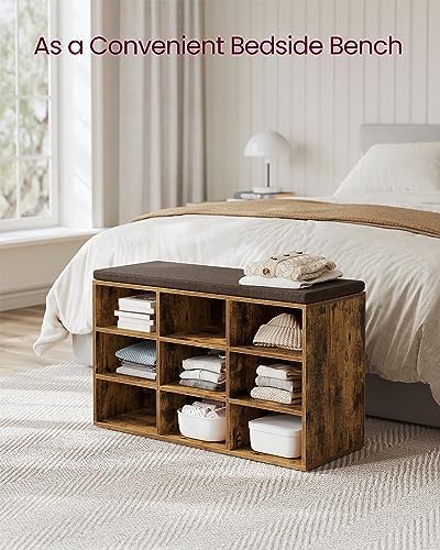 VASAGLE Shoe Bench with Cushion, 9 Compartments, 11.9 x 30.9 x 18.9 Inche - Image 4