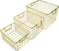 Set of 3 Nested Wire Basket Trays for Storage and Organizing (Gold) by StephanieImports