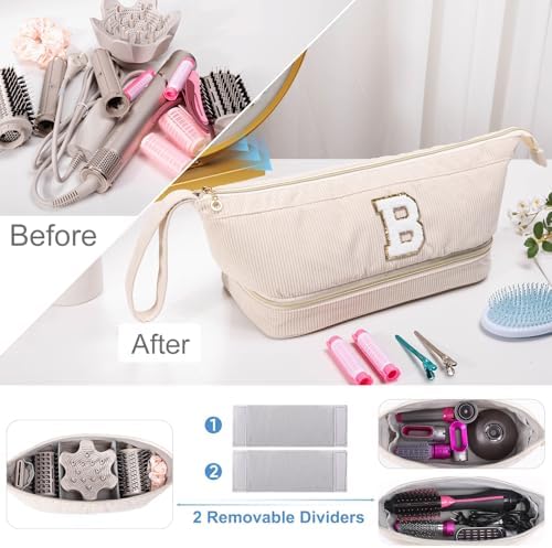 Initial Personalized Hair Dryer Case,Double-Layer Hair Tools Travel Carrying Case for Shark FlexStyle/SmoothStyle with Hair Dryer Bag - Hair Air Wrap Dryer Case Flat Curling Iron Travel Organizer - Image 5