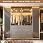 Besiost Freestanding Closet System with 3 Drawers, Wood Closet Organizer - Image 4