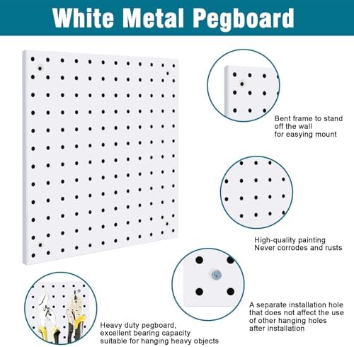 Peg Board Kit, Includes Pegboard and Accessories,with Hooks and Bins,Peg Board Wall Organizer for Office,Ornaments Display,Crafts Organization (66, White) - Image 5