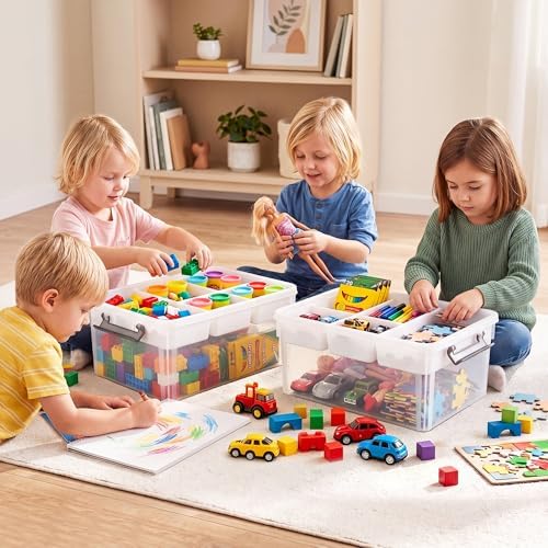 Citylife 17QT 2Packs Clear Craft Organizers and Storage Box with Tray - Image 3