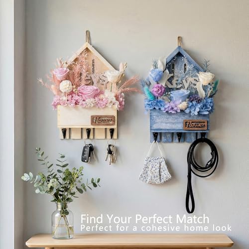 Key Holder Wall Mount with Preserved Blue Roses, Unique Wall Hooks for Home Decor, Forever Flowers Key Hook for Housewarming Gifts, Birthday Gifts for Women, Mom, Best Friend, Room Decor (Blue) - Image 7