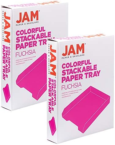JAM PAPER Stackable Paper Trays - Pink - Desktop Document, Letter, & File Organizer Tray - 2/Pack - Image 5