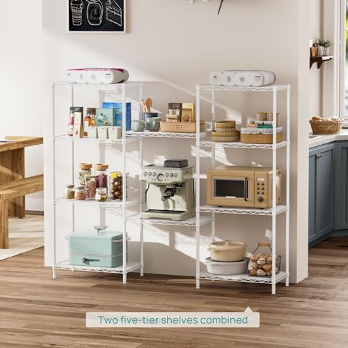 SINGAYE 5 Metal Shelves Wire Shelving Storage Shelf Adjustable Unit Pantry - Image 2