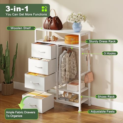 YOSHOOT 31.5" Dresser with Hanging Rack, Closet Dresser for Kids Bedroom - Image 5