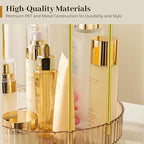 Aveniee 360° Rotating Makeup Organizer for Vanity, Upagraded Perfume Skincare Bathroom Counter Organizers with Brush Divider, 3 Tier Spinning Lipstick Cosmetic Lotion Storage,Gold - Image 5
