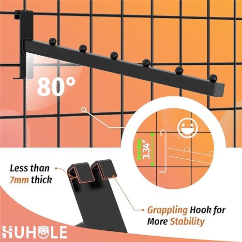 HUHOLE 10 Pack 12 Inch Gridwall Waterfall Hooks with 6 Ball Faceouts - Image 3