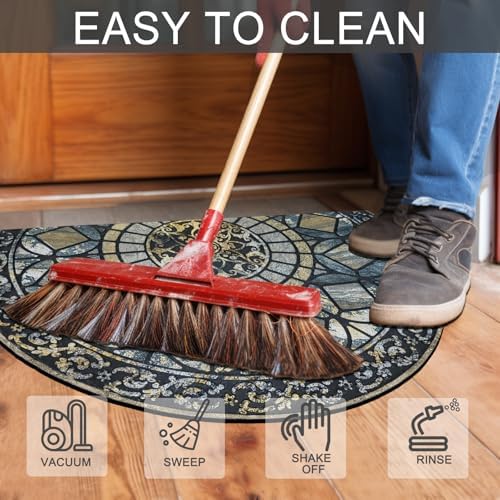 CHICHIC Entrance Door Mat Large 18 x 30 Inch Entry Way Doormat Front Door Rugs Outdoors Heavy Duty Welcome Mat Non Slip Rubber Back Low Profile for Garage, Patio, High Traffic Area, Blue - Image 5