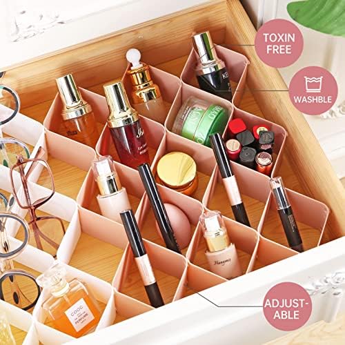 ROUFA Sock Drawer Organizer for Dresser, Honeycomb Underwear Dividers for Women, Panty Separator for Bras, Socks, Belt and Leggings (24pcs.Pink) - Image 4