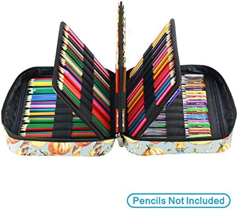 YOUSHARES Colored Pencil Case 220 Slots Pen Case Organizer With Handy Wrap & Zipper, Multilayer Holder for Prismacolor Colored Pencils & Gel Pen (Pumpkin) - Image 5