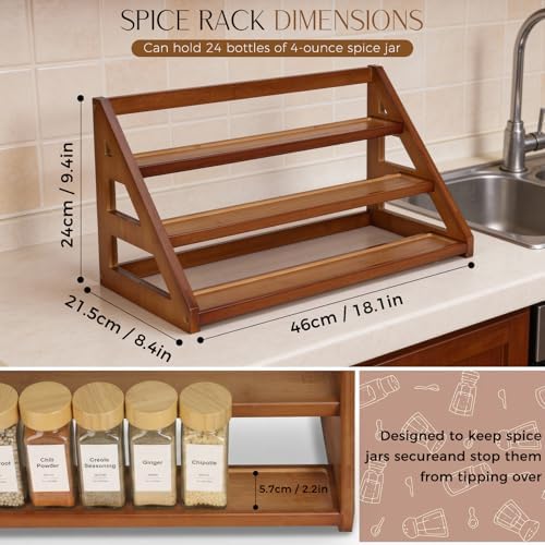 Bamboo 3 Tier Spice Rack,Spice Organizer for Cabinet/Countertop - Image 2