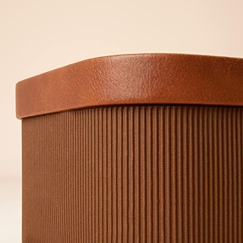 LA JOLIE MUSE Decorative Storage Boxes with Lids Faux Leather, Brown 3 Pack - Image 4