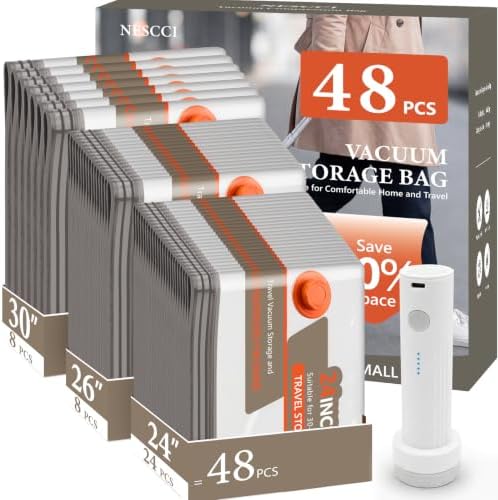 Vacuum Storage Bags for Travel with Rechargeable Air Pump,Space Saver Bags by NESCCI