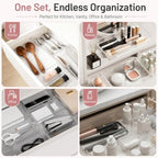8 Pack Large Clear Plastic Drawer Organizer Trays, 3 Sizes, Non-Slip - Image 6