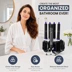 Blow Dryer Accessory Holder for Dyson Airwrap & Shark FlexStyle Only - Wall or Countertop Organizer for Hair Tools - Storage Rack for 9 Styling Attachments - Black (Blow Dryer Not Included) - Image 3