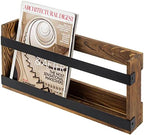 MyGift Magazine Rack, Burnt Wood & Black Metal, Wall-Mounted Display by MyGiftHome