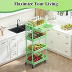 SUNALLY 4 Tier Rolling Cart with Drawer, Craft Storage Cart Organizer,Green - Image 6