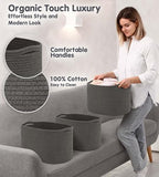 CHAT BLANC Cotton Rope Baskets for Organizing, Shelves, Toys, Storage, Shoe, Bathroom, Laundry, Towel, Nursery, Home Decor, Blanket, Cloth Woven Bins Fabric (Graphite, 15"x10"x9") - Image 3